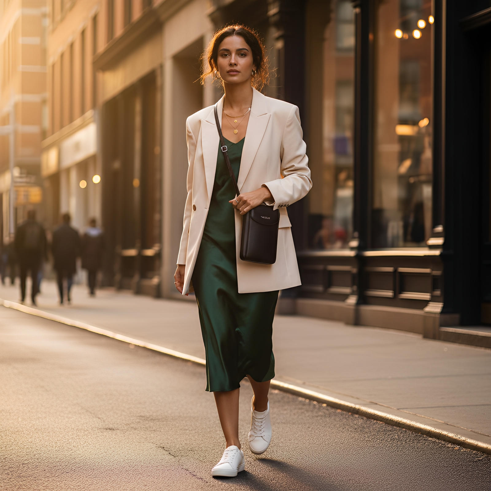 Femme portant le sac en bandoulière